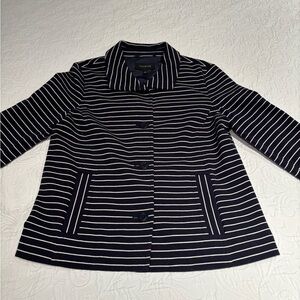 Talbots Size Medium Navy & White Ribbed Jacket